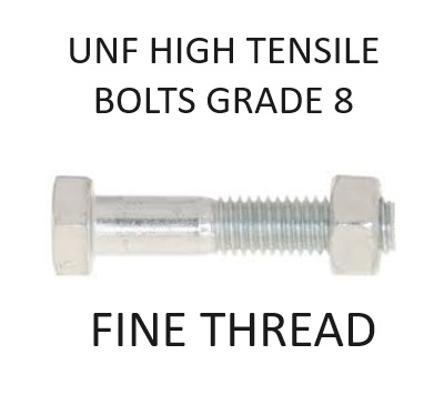 HEX BOLTS UNF HIGH TENSILE FINE THREAD GRADE 8 UNF SELECT DIAMETER